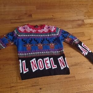 Festive Reindeer Sweater - Red, Blue, Black